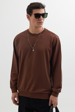 Tudors Erkek 3'lü Kahve-yeşil-lacivert Relax Fit Rahat Kesim %100 Pamuk 2 İplik Bisiklet Yaka Sweatshirt-46103 Çok Renkli