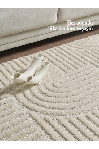 Modern Desen Özel Kesim Halı Salon Halısı Mutfak Halısı Yolluk Krem Halı Kolay Temizlenebilir Halı Krem