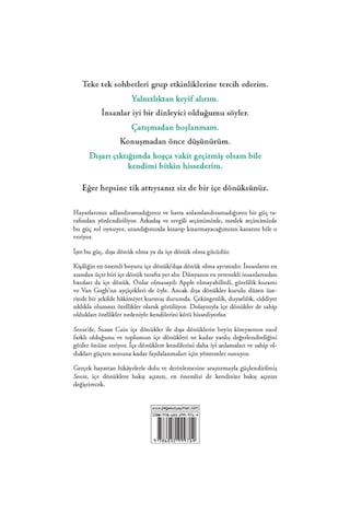 Sessiz: Konuşmadan Duramayan Bir Dünyada İçe Dönüklerin Gücü /...