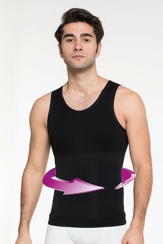 Form Angel Premium Erkek Atlet Korse Bel Göğüs Göbek Jinekomasti Toparlayıcı Sıkılaştırıcı Dik Duruşa Yardımcı Siyah Korse Siyah