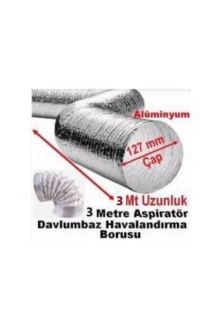 Flex Ø 127 Mm 3 Mt Alüminyum Telli Izolesiz Esnek Hava Kanalı - Davlumbaz Ve Aspiratör Borusu
