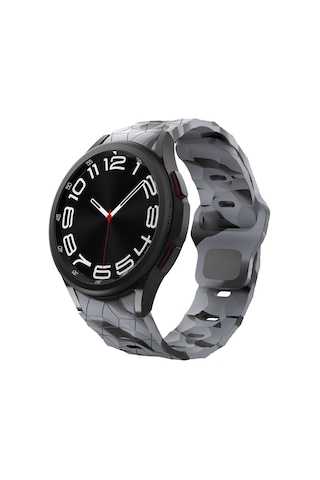 Galaxy Uyumlu Watch 5 Pro 45mm Zore Krd-116 20mm Futbol Desenli Spor Tasarımlı Silikon Kordon-siyah-gri