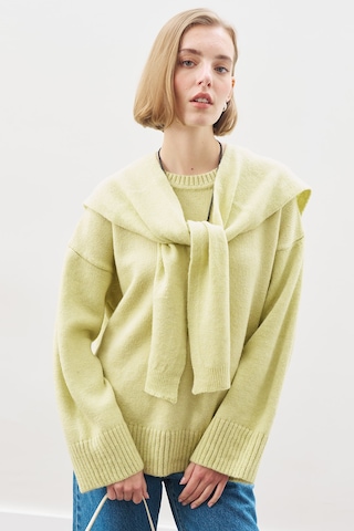 Kare Yaka Bağlamalı Triko Atkı Lıme Lıme