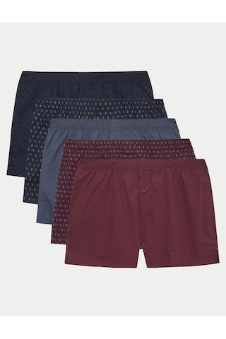 Marks & Spencer 5'li Saf Pamuklu Boxer T14003949 Bordo