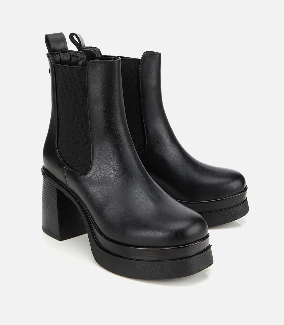 Hotiç Kadın Siyah Lastik Detaylı Kalın Topuklu Bot 01boh315070a100 01boh315070a100 Siyah