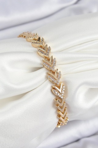 Dodes Dodes Pirinç Zirkon Taşlı Sıralı Ok Model Gold Renk Kadın Bileklik Tg27bb7525 Çok Renkli