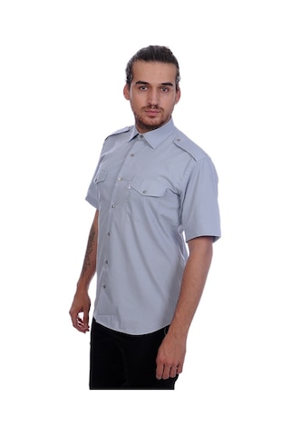 Formteks Güvenlik Gömlek Klasik Yaka Kısa Kol Gri