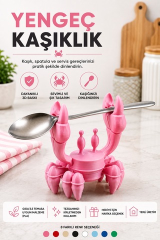3d Baskı Yengeç Kaşıklık Mutfak Tezgahı Kaşık Dinlendirme Aparatı