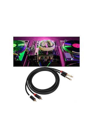 Tenfowee 1.5m Pvc Bakır Çekirdekli Dual Rca Erkekden Dual Ts 6.35mm Mono Ses Kablosu - Alüminyum Kasa, Çift Katmanlı Gövdeleme, Gold Kaplama - Cd/dvd, Mikser, Güç Amfi Bağlantısı