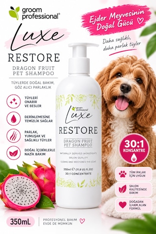 Groom Professional Luxe Ejder Meyveli Tüy Onarıcı Köpek Şampuanı 350 Ml 1:30 Konsantre