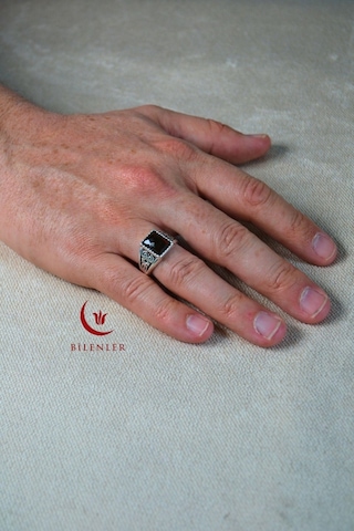 Erkek Taşlı Metal Yüzük Şık Tasarım 40'lı Kutu Gümüş