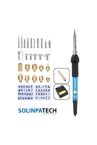 60W Isı Ayarlı Ahşap Yakma Kalemi + 29 Parça Ağaç Dağlama, Kesme, Oyma, Kabartma Uç Seti