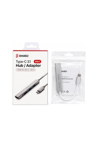 Enkado Ekd-tp50 Usb Çoğaltıcı Hub Adaptör 4ın1 Usb 3.0 Usb 2.0 Type-c 3.1 Giriş 4 Anahtarlı Port
