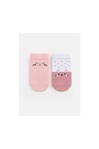 Lc Waikiki Alıta Cıty Farkıyla Pembe Desenli 3'lü Paket Kız Çocuk Patik Çorap Pembe - 931235759 Pembe