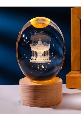MOBGİFT Atlı Karınca Tasarımlı Ahşap Altlıklı Işıklı Cam Küre Ahşap