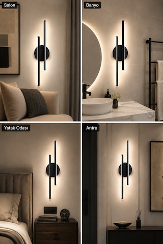 AvizeGO Aden Modern Led Duvar Apliği Günışığı Siyah