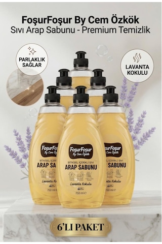 Foşurfoşur By Cem Özkök Lavanta Kokulu Bitkisel Sıvı Arap Sabunu 6 x 750 ML