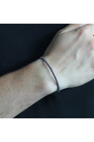 Nipora El Işçiliği Foxtail Tasarım 1000 Ayar Gümüş Kazaz Erkek Bileklik