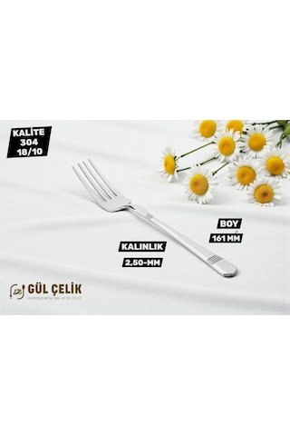 12 Kişilik Tatlı Çatalı Alvina Model 304 Kalite 18/10 Paslanmaz Çelik 304 Paslanmaz Çelik