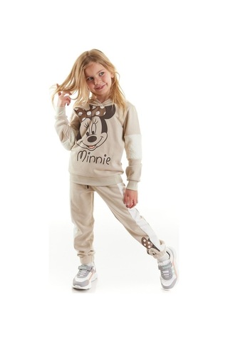 Minnie Mouse Lisanslı Kız Çocuk Eşofman Takım Bej