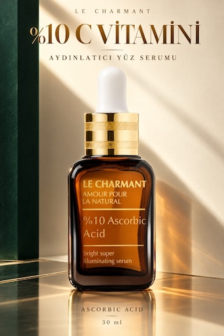 %10 C Vitamini Serumu Askorbik Asit İçeren Aydınlatıcı Yüz Bakım Serumu 30 Ml