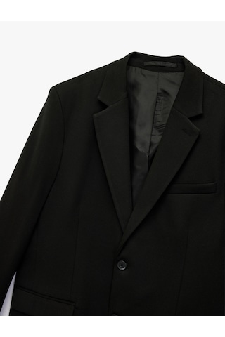 Koton Slim Fit Kapaklı Cep Detaylı Uzun Kollu Mono Yaka Blazer Ceket Siyah 6wam50008hk Siyah
