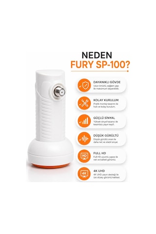 Fury Sp-100 Tekli Universal Lnb Full Hd 4k Uhd Çanak Anten Uydu Alıcı Başlığı