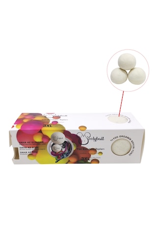 Woolyball Yün Kurutma Topu 3 Lü Kırışık Giderici - Kurutma Makinesi İçin Açık Bej