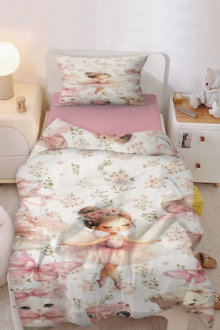 Pembe Balerin Peri Kedili Tek Kişilik Çocuk Nevresim Seti Pembe