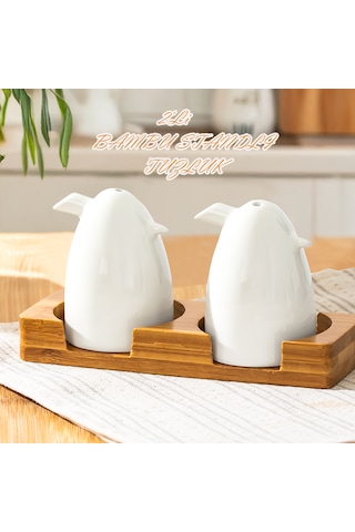 Porsima 102001 Grage 2li Standlı Porselen Tuzluk Biberlik Seti