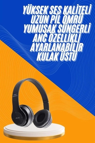 Wireless 5.0 Bluetooth Kablosuz Kulaklık Anc Özellikli Kulak Üstü Ayarlanabilir Çok Renkli