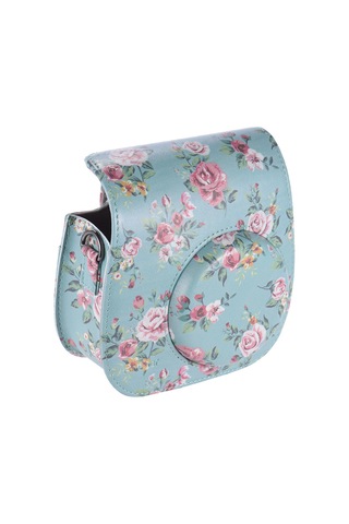 Vkemall Fujifilm Instax Mini 8/8+/8s/9 Kamera İçin Yeşil Çiçek Desenli Pu Taşıma Çantası - Pratik Ve Şık Koruma