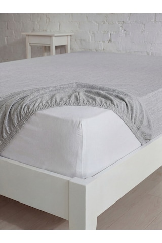 Battal Boy Pamuklu Lastikli Çarşaf, Ranforce Battal Boy Fitted Çarşaf 180x200+20 Cm Açık Gri