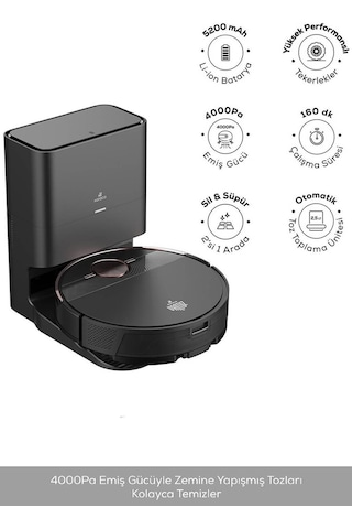 Karaca Vantuz Off-Road Premium 3in1 Otomatik Toz Hazneli Konuşan Robot Süpürge