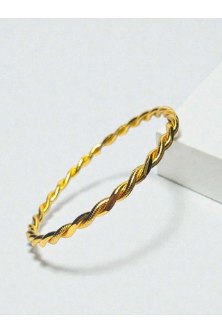 22 Ayar Altın Kaplama İkili Burma Model Kadın Bilezik Gold