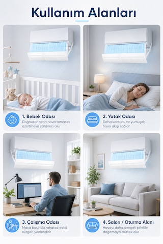 Ayarlanabilir Delikli Klima Hava Yönlendirici 58-105 Cm Rüzgar Önleyici Klima Siperliği Deflektör 1pcs