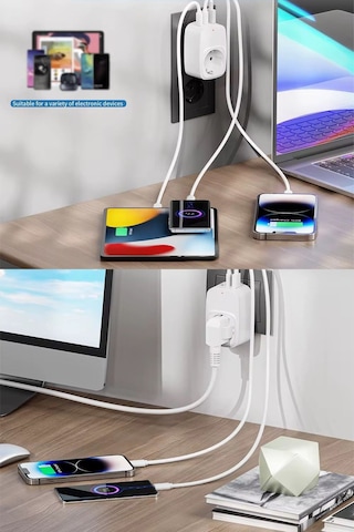 Diğer - Usb Şarj Ve Priz Tekli Priz Usb Ve Type C Şarj Duvar Tipi Priz Çoklayıcı