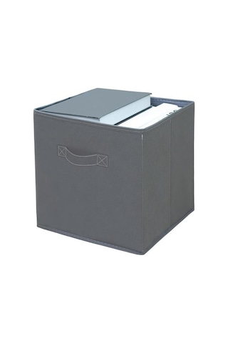 Saplı Kumaş Saklama Küpü Büyük Kapasite Kolay Erişim Katlanabilir Ağır Hizmet Oyuncakları Gri