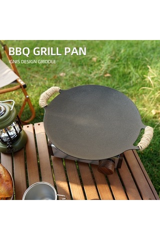 Sones Açık Kamp Barbekü Dökme Demir Izgara Tavası, Stil: Fırın Tavası + Net + Kenevir Halat Çok Renkli