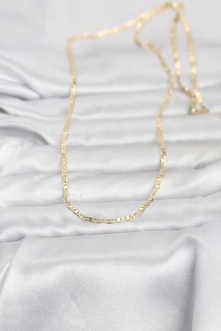 Cm 14k Gold Renk Lazerli Yassı Model Zincirli 60 Cm Kadın Kolye - Lisinya Altın
