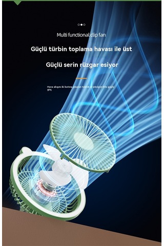 Aurora Usb Masa Lambası Elektrikli Fan Duvar Asılı Fan Yeşil