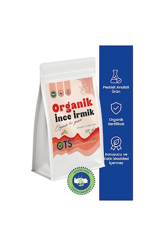 Ots Organik İnce İrmik 500 gr (Organik Sertifikalı, Pestisit Analizli)