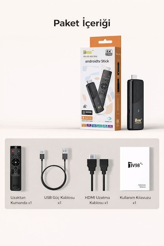 Tv98 Atv Android Tv Stick 2gb Ram 16gb Rom 4k Wifi 5g Bt5.0 Akıllı Tv Çubuğu