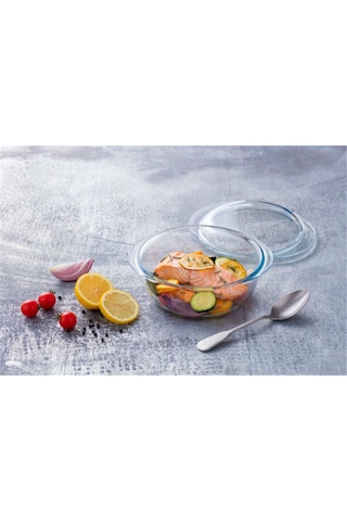 Pyrex 204a000/7743 Kapaklı Cam Yuvarlak Fırın Kabı 2,1l