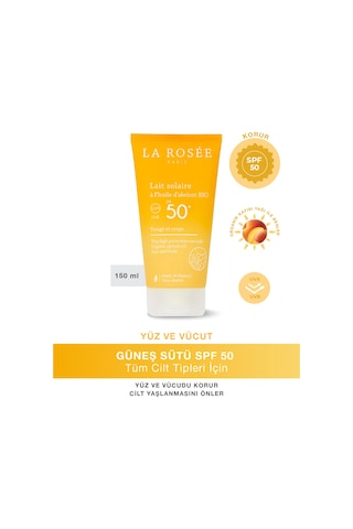 Çok Yüksek Koruma Sağlayan Güneş Koruyucu Süt Organik Kayısı Yağı İçeren Spf 50+ 150 Ml