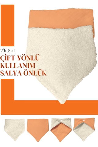 Bebek Ağız Bezi Salya Önlüğü Fular Çok Amaç 2'li K-bej Bej - Kiremit