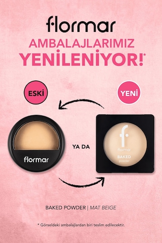Flormar Yoğun Pigmentli Fırınlanmış Mat Pudra (Soğuk Alt Ton) - Baked Powder - 030 Mat Beige - 8682536053570