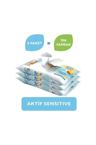 Uni Baby Aktif Sensitive Bebek Islak Mendil 24+ Ay 3X52 Adet-9031864495979