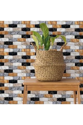 Wezone 3d Multicolor Tuğla Desenli Pvc Otostik Duvar Kağıdı - Mutfak Dolap Masa Yenileme, Yağ Dayanıklı, 10 Adet 30x30cm Diğer