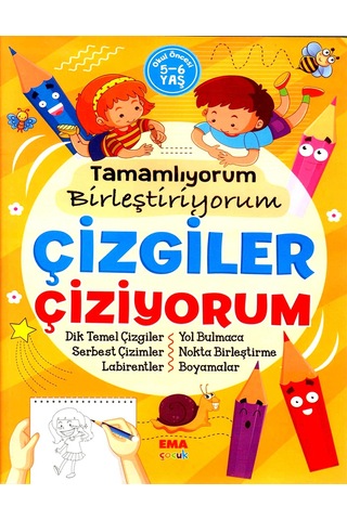 Tamamlıyorum Birleştiriyorum Çizgiler Çiziyorum Okul Öncesi Kitap